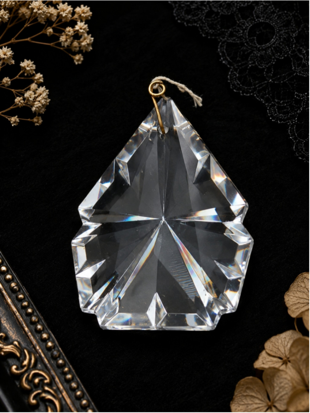 Vintage Large Faceted Crystal Prism Pendant Sun Catcher Chandelier Drop Glass